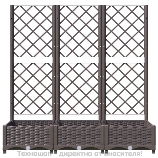 Градинска саксия с решетка, кафява, 120x40x121,5 см, полипропилен