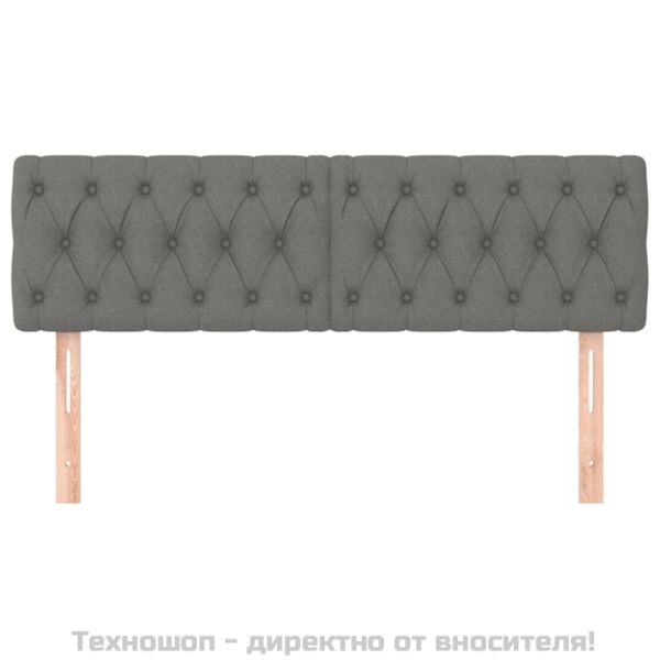 Горни табли за легло, 2 бр, тъмносива, 72x7x78/88 см, плат