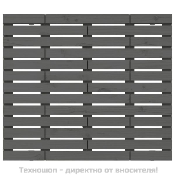 Стенна табла за спалня, сива, 141x3x91,5 см, борово дърво масив