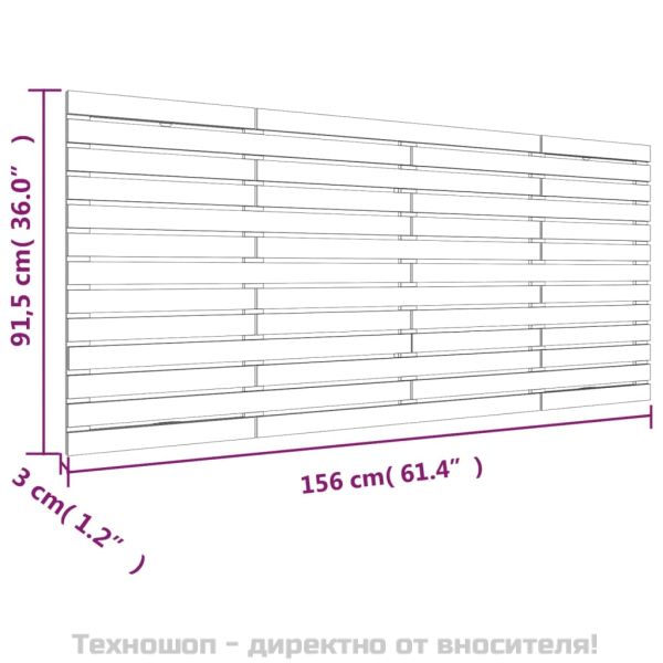 Стенна табла за спалня, 156x3x91,5 см, борово дърво масив