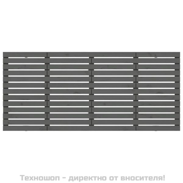 Стенна табла за спалня, сива, 156x3x91,5 см, борово дърво масив