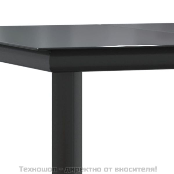 Градински трапезен комплект, 5 части, черен и кафяв, полиратан