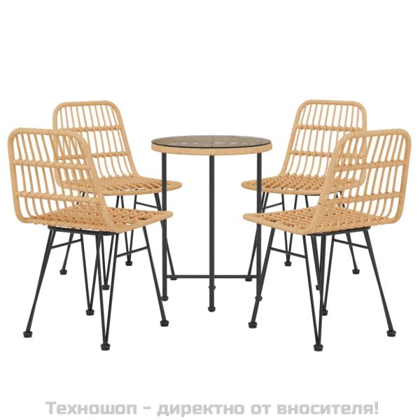 Градински трапезен комплект от 5 части, полиратан