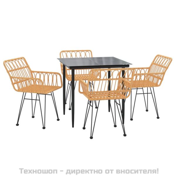 Градински трапезен комплект от 5 части, полиратан