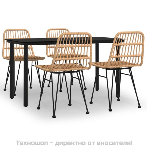 Градински трапезен комплект от 5 части, полиратан