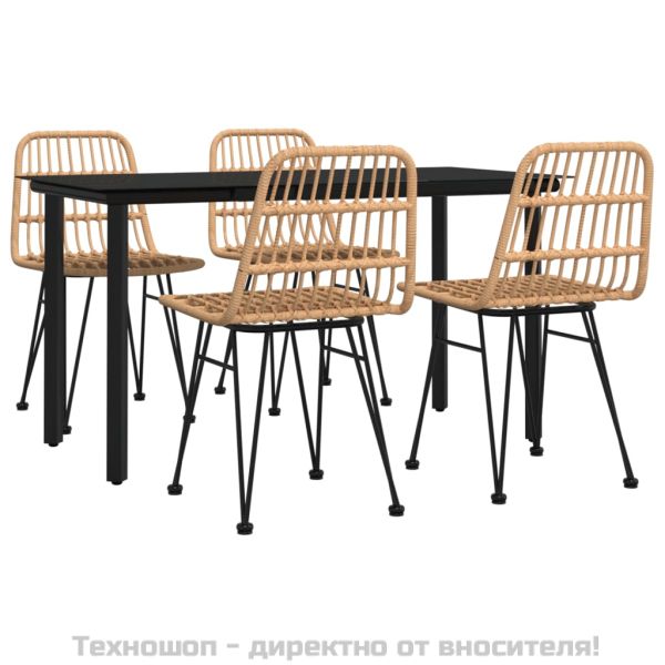 Градински трапезен комплект от 5 части, полиратан