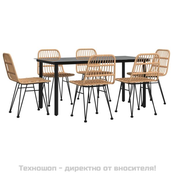 Градински трапезен комплект от 7 части, полиратан