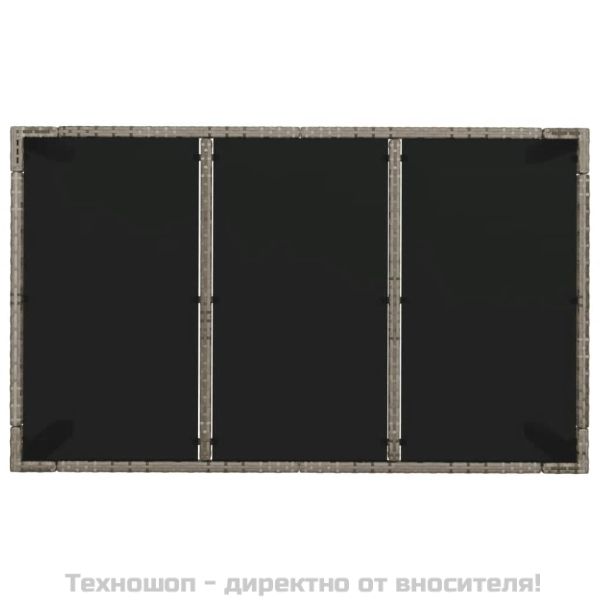 Градински трапезен комплект 5 части с възглавници сив полиратан