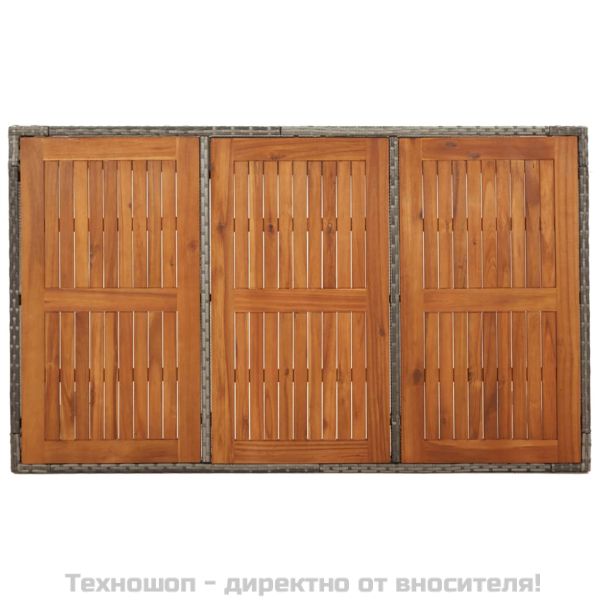 Градински трапезен комплект 5 части с възглавници сив полиратан