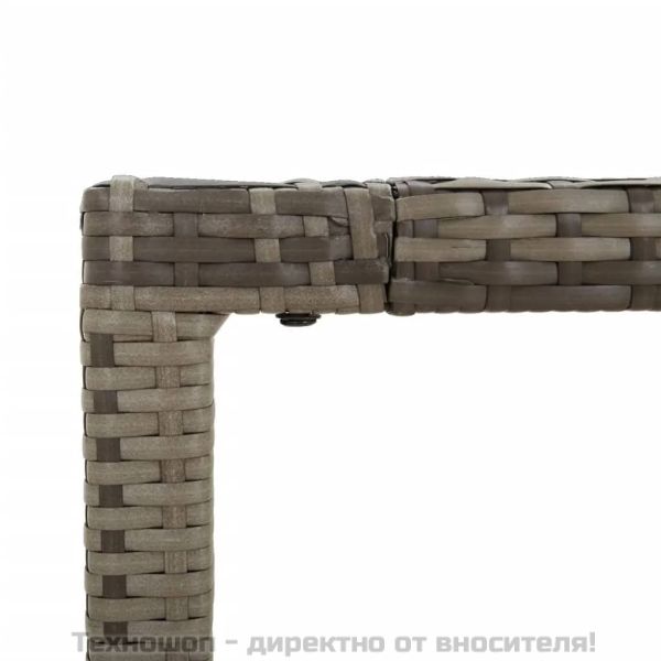 Градински трапезен комплект 5 части с възглавници сив полиратан