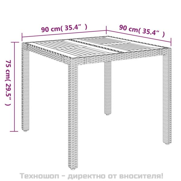 Градински трапезен комплект 5 части с възглавници сив полиратан