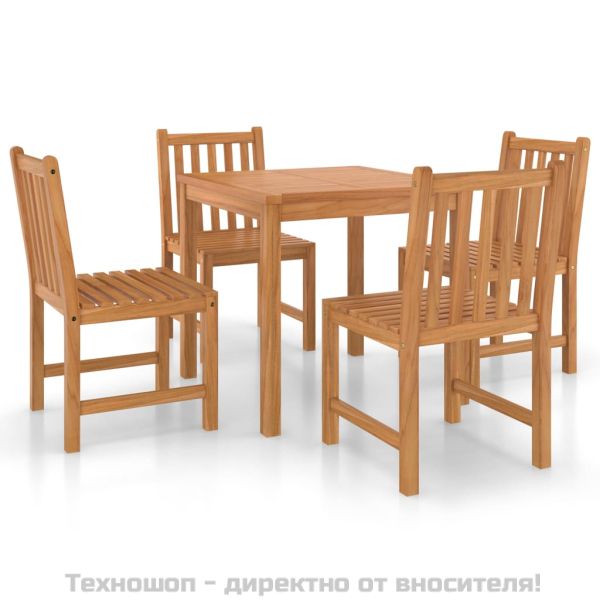 Градински комплект за хранене, 5 части, 80x80 см, масивно тиково дърво