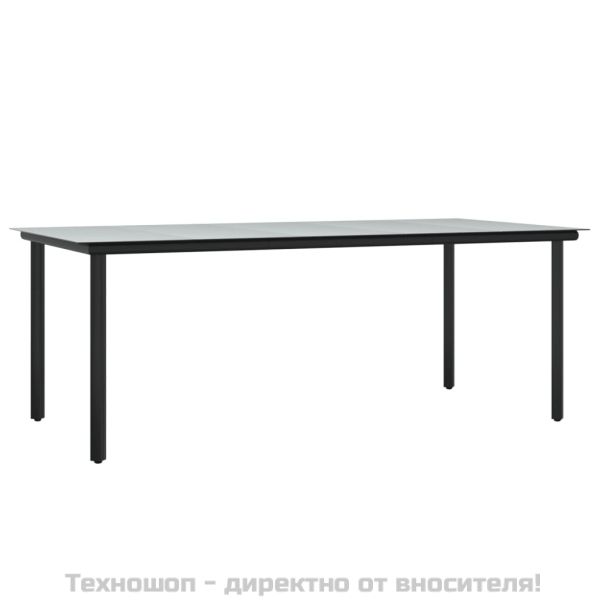 Градински трапезен комплект 7 части с възглавници сив полиратан