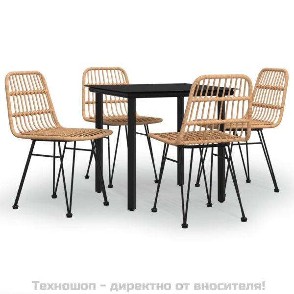 Градински трапезен комплект от 5 части, полиратан