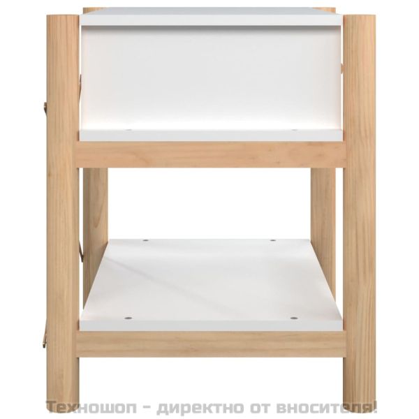 Нощни шкафчета, 2 бр, бели, 42x38x45 см, инженерно дърво