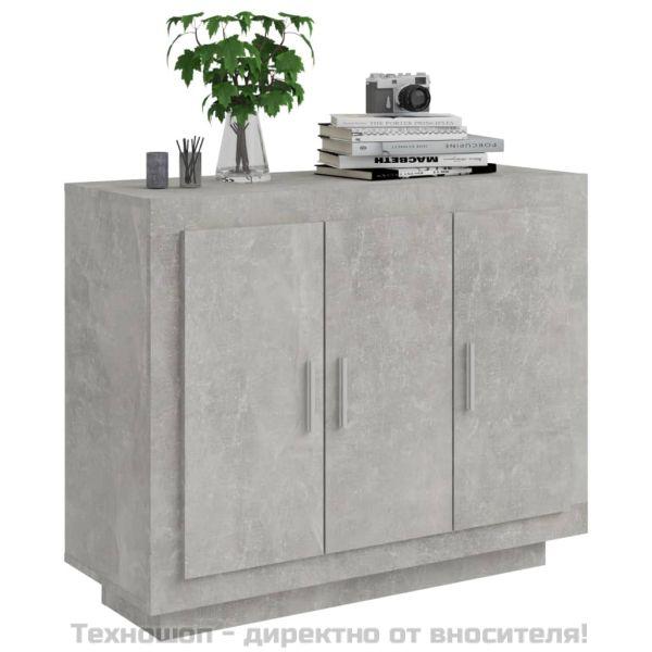 Сайдборд, бетонно сив, 92x35x75 см, инженерно дърво