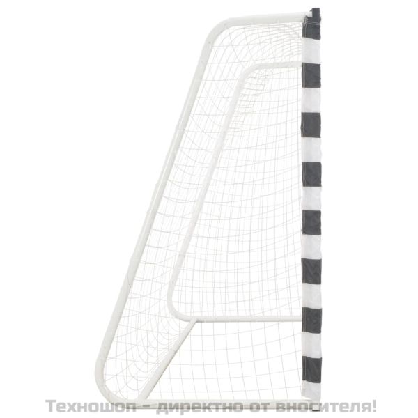 Футболна врата, 300x160x90 см, метал, черно и бяло
