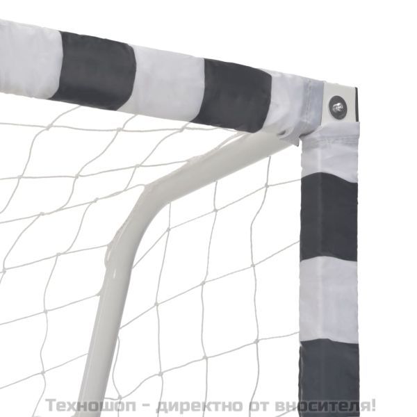 Футболна врата, 300x160x90 см, метал, черно и бяло