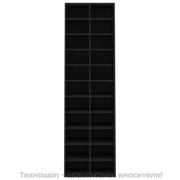 Шкаф за обувки, черен, 54x34x183 см, инженерно дърво