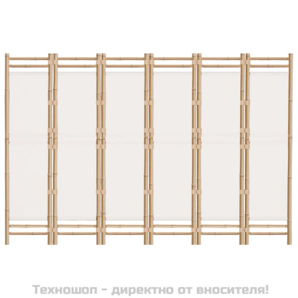 Сгъваема 6-панелна преграда за стая 240 см бамбук и платно