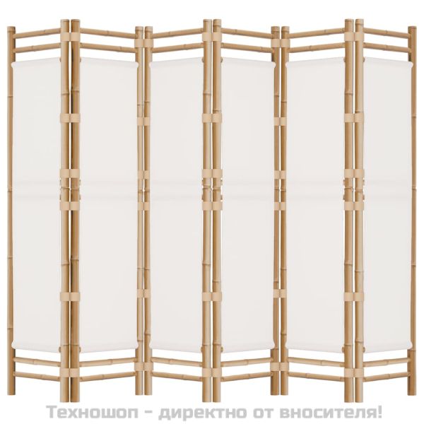 Сгъваема 6-панелна преграда за стая 240 см бамбук и платно