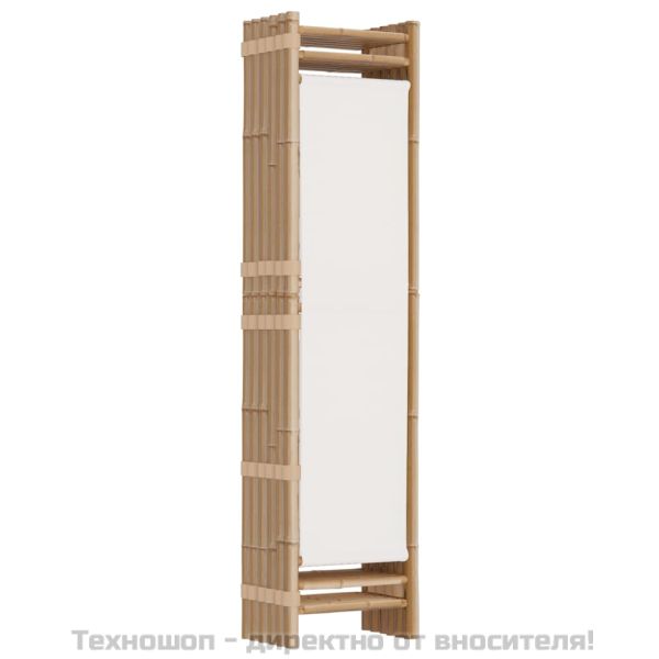 Сгъваема 6-панелна преграда за стая 240 см бамбук и платно