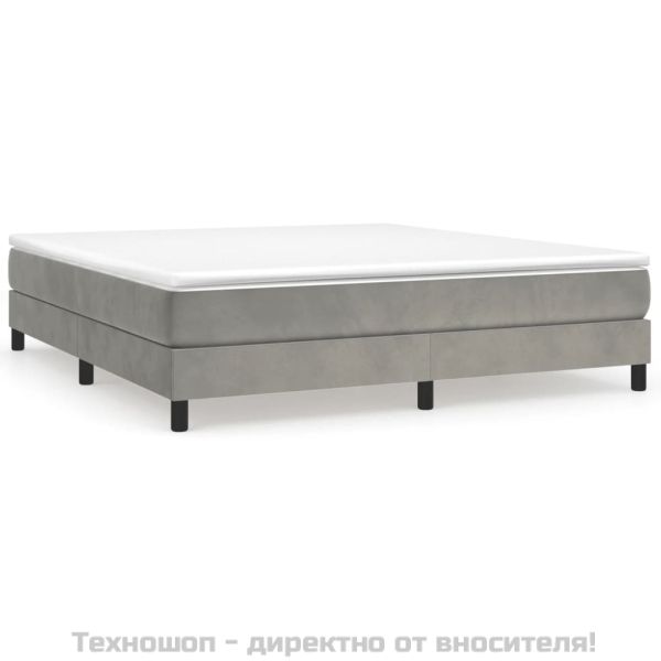 Боксспринг легло с матрак, светлосиво, 180x200 см, кадифе