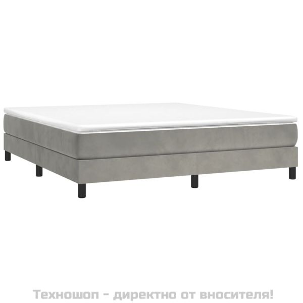 Боксспринг легло с матрак, светлосиво, 180x200 см, кадифе