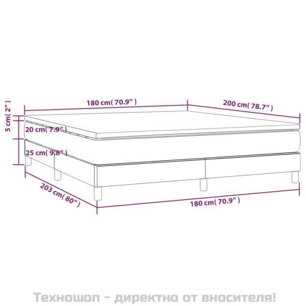 Боксспринг легло с матрак, светлосиво, 180x200 см, кадифе