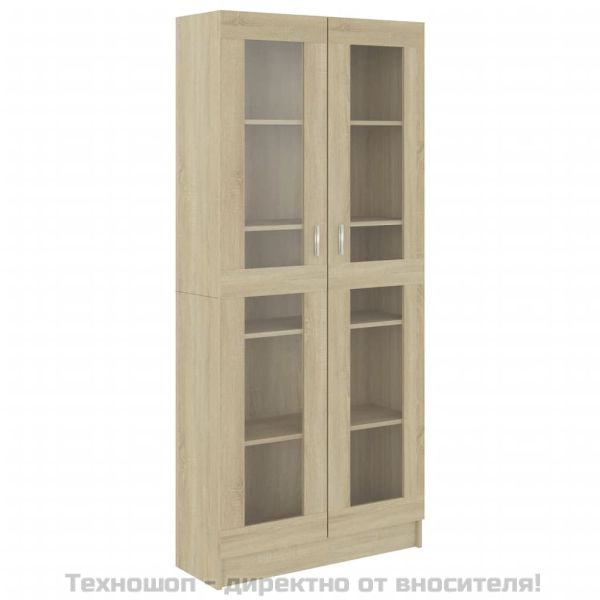 Шкаф витрина, дъб сонома, 82,5x30,5x185 см, инженерно дърво