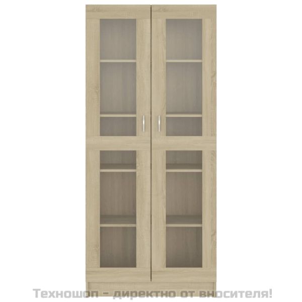 Шкаф витрина, дъб сонома, 82,5x30,5x185 см, инженерно дърво