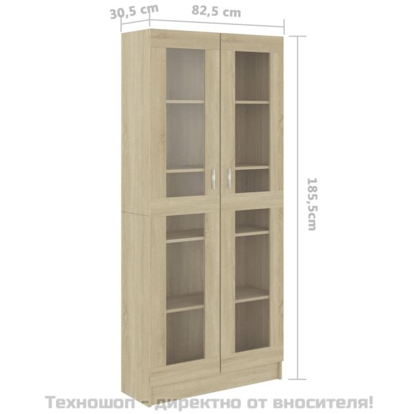 Шкаф витрина, дъб сонома, 82,5x30,5x185 см, инженерно дърво