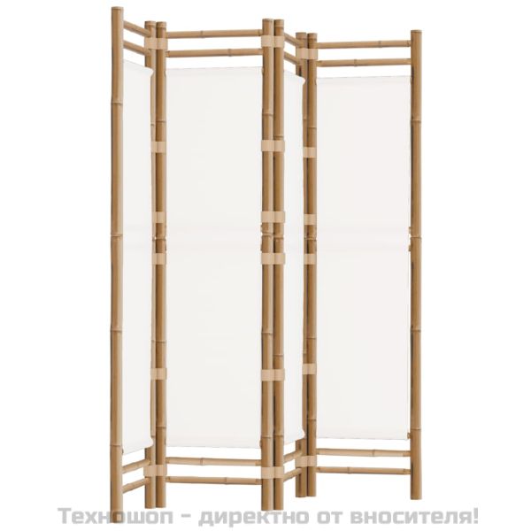 Сгъваема 4-панелна преграда за стая 160 см бамбук и платно