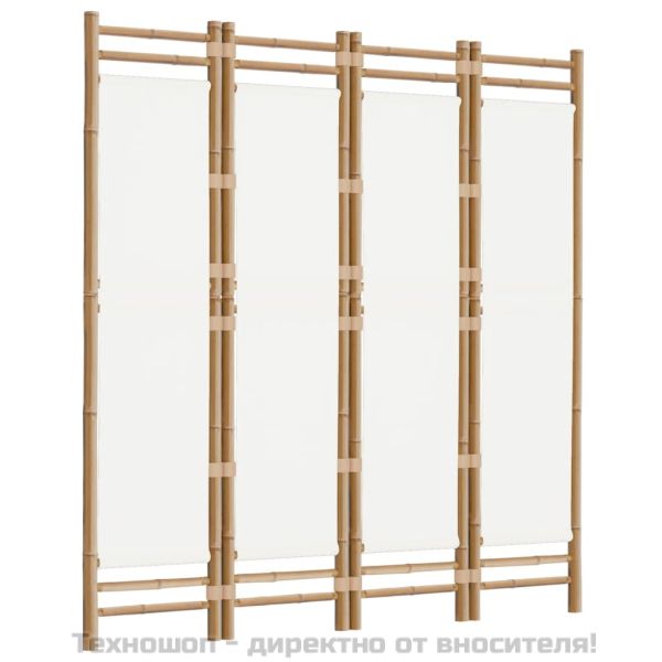 Сгъваема 4-панелна преграда за стая 160 см бамбук и платно