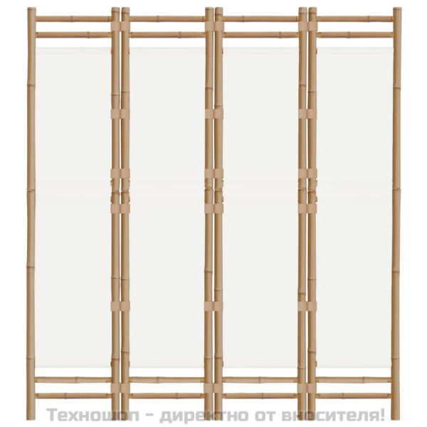 Сгъваема 4-панелна преграда за стая 160 см бамбук и платно
