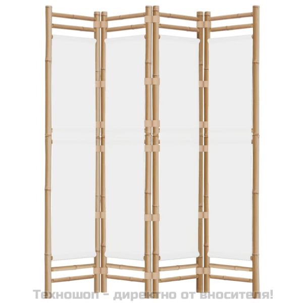 Сгъваема 4-панелна преграда за стая 160 см бамбук и платно