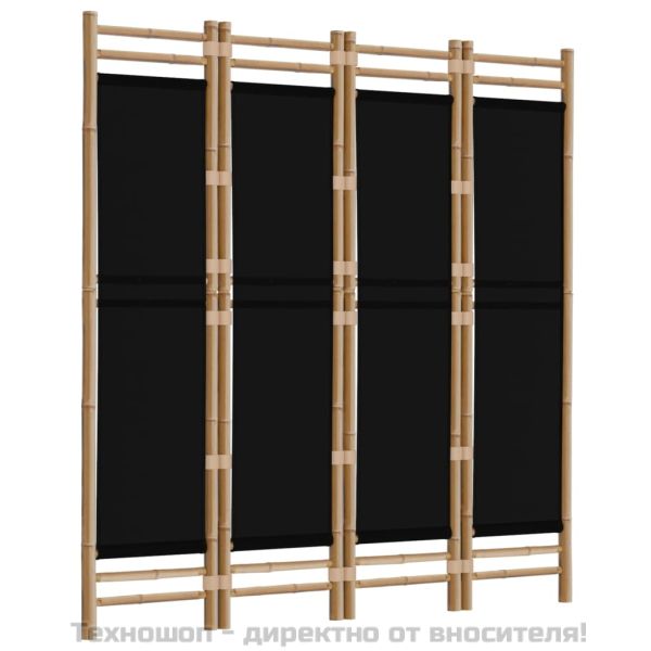 Сгъваема 4-панелна преграда за стая 160 см бамбук и платно