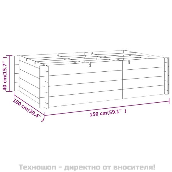 Повдигната леха, 150x100x40 см, импрегнирано дърво
