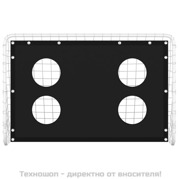 Футболна врата с мрежа и стена мишена, стомана, 184x61x122 см