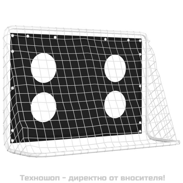 Футболна врата с мрежа и стена мишена, стомана, 184x61x122 см