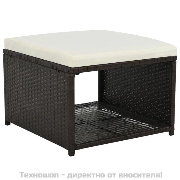 Градински комплект, 4 части, кафяв полиратан