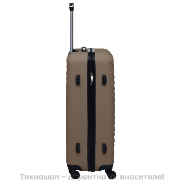 Комплект твърди куфари с колелца, 3 бр, кафяв, ABS