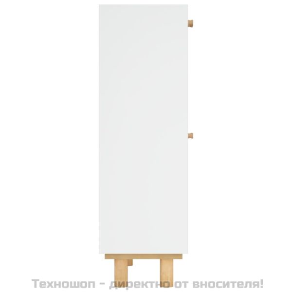 Шкаф за обувки бял 52x25x80 см инженерно дърво и ратан