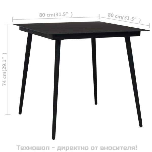 Градински трапезен комплект, 3 части, черно и кафяво