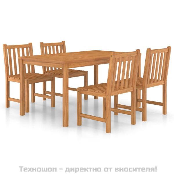 Градински комплект за хранене, 5 части, 150x90 см, масивно тиково дърво