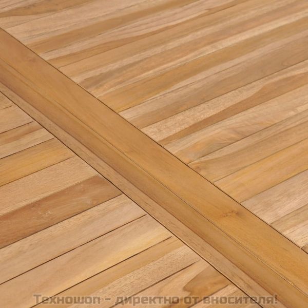 Градински комплект за хранене, 5 части, 150x90 см, масивно тиково дърво