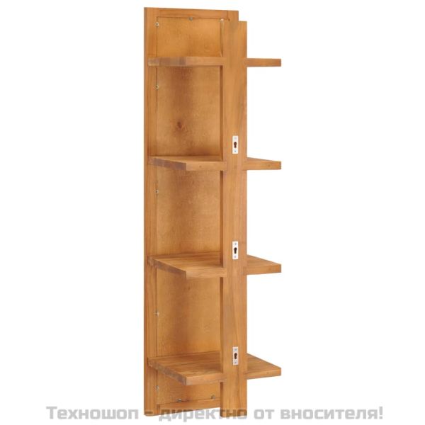 Стенно огледало с рафтове, 30x30x120 см, тиково дърво масив