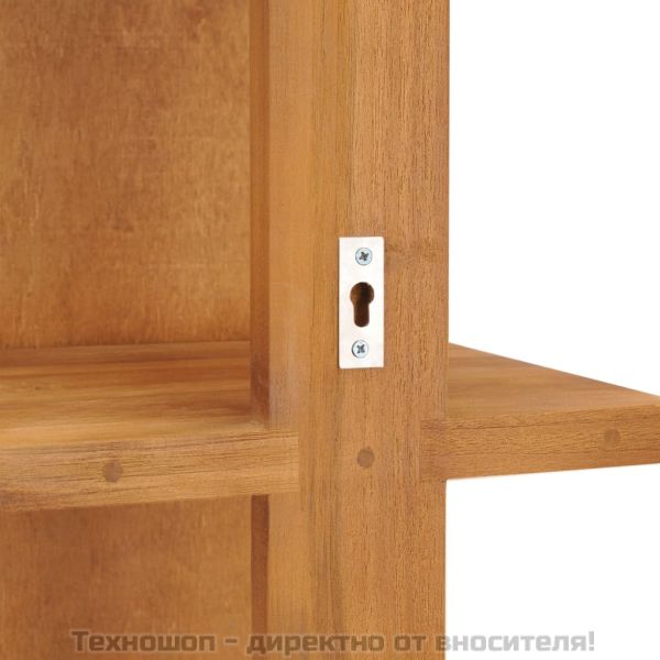 Стенно огледало с рафтове, 30x30x120 см, тиково дърво масив