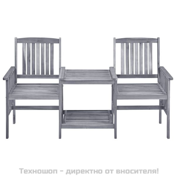 Градински столове с маса за чай, 159x61x92 см, акация масив