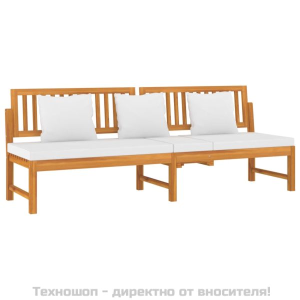 Дневно легло с кремави възглавници, 200x60x75 см, акация масив